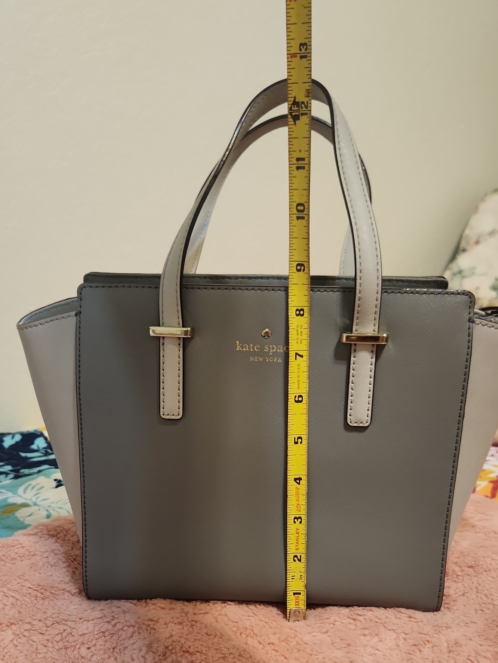KATE SPADE Two-Tone Light Gray Satchel with Pale Gray Sides - Picture 12 of 12